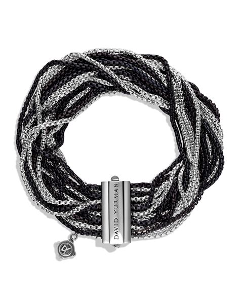 david yurman silver metallic box chain multi-row bracelet|David Yurman silver chain bracelet.